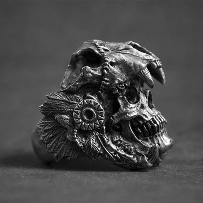 Anillo de calavera india vintage