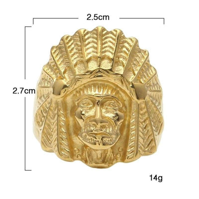 Anillo de cabeza de indio de oro vintage