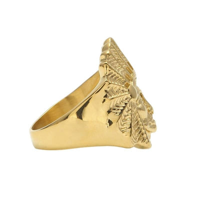 Anillo de cabeza de indio de oro vintage