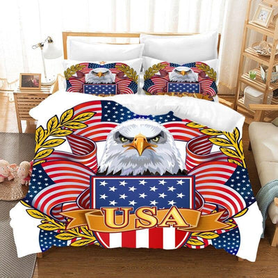 Juego de cama vintage con bandera estadounidense