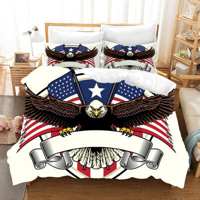 Juego de cama vintage con bandera estadounidense