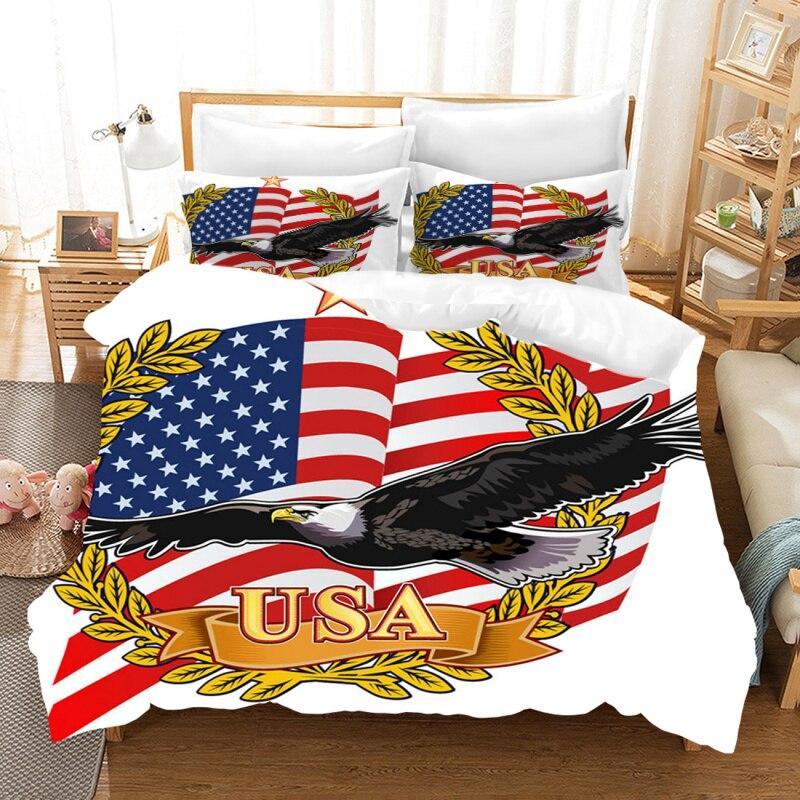 Juego de cama vintage con bandera estadounidense