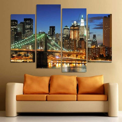 Pintura vintage del puente de Brooklyn