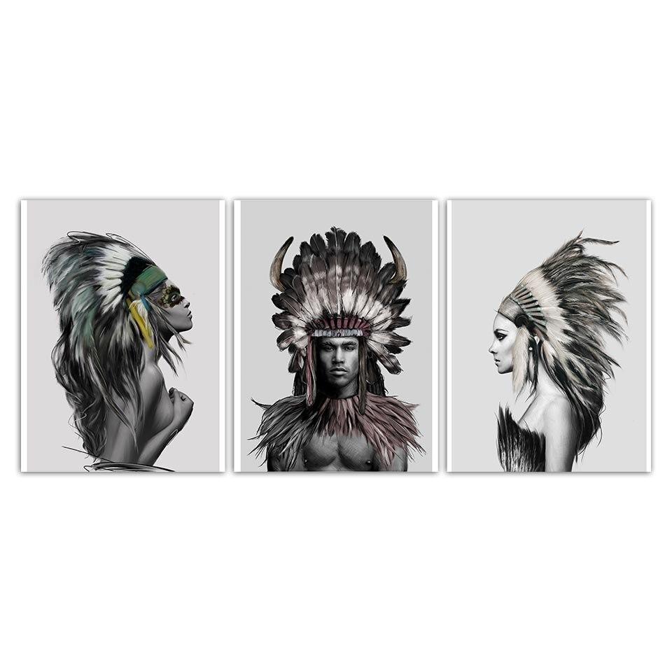 Pintura india vintage en blanco y negro