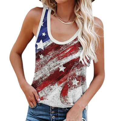 Camiseta sin mangas con bandera de EE. UU. para mujer