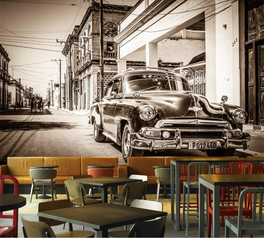 Papel pintado de la sala de estar de la vendimia