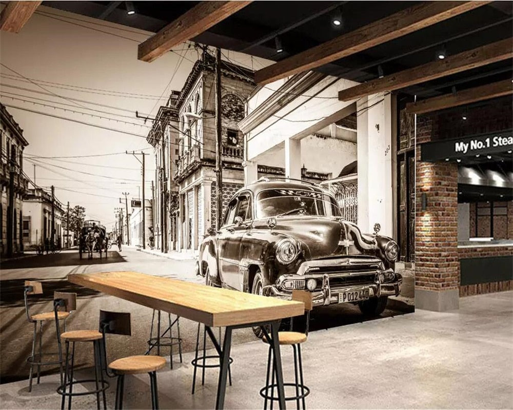 Papel pintado de la sala de estar de la vendimia