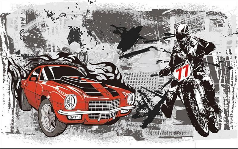 Papel pintado retro blanco y negro