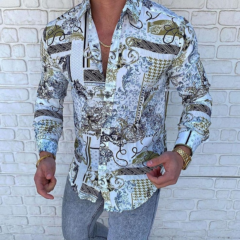 Camisa de hombre con estampado vintage