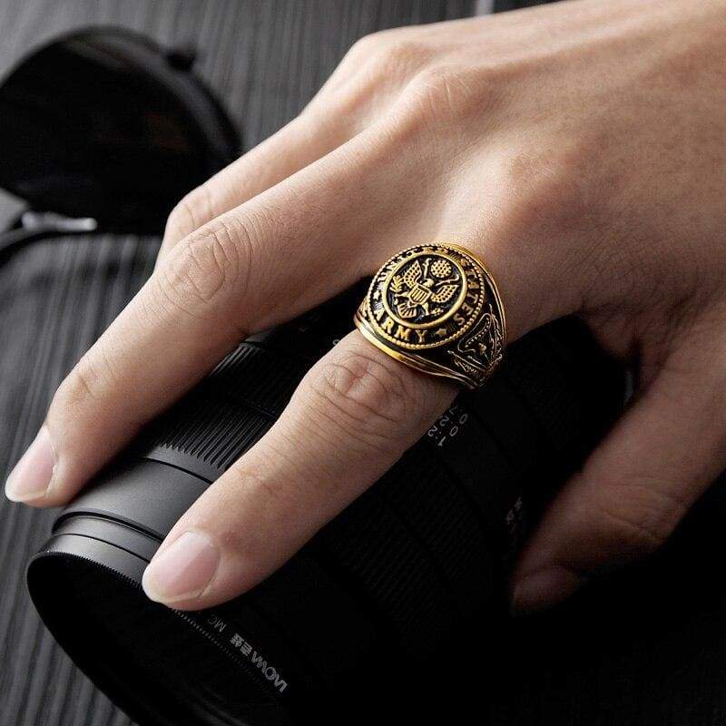 Anillo vintage para hombre del ejército de EE. UU.