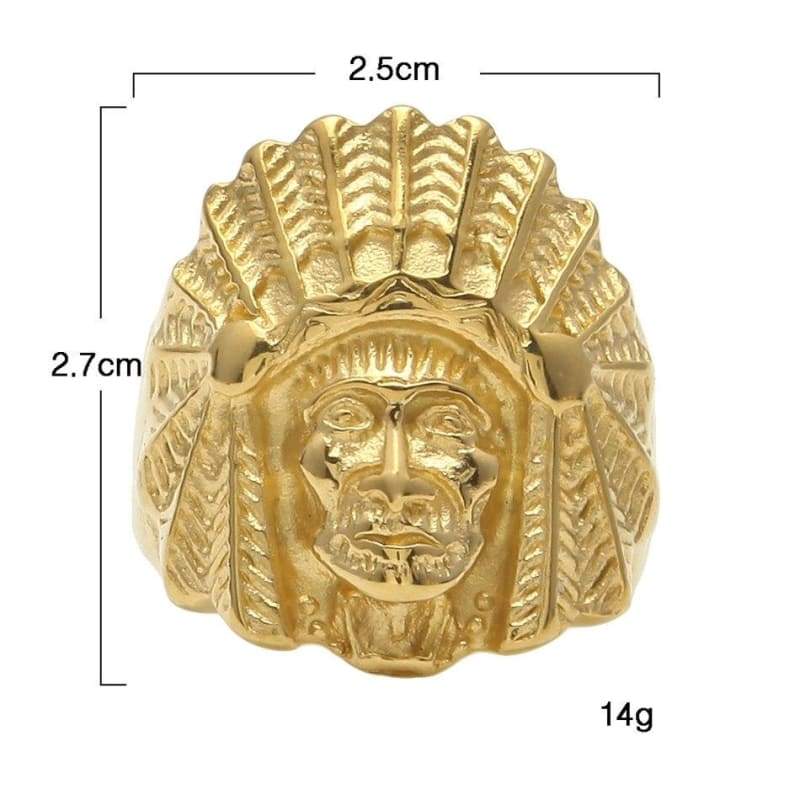Anillo de cabeza de indio de oro tienda americana USA Vintage