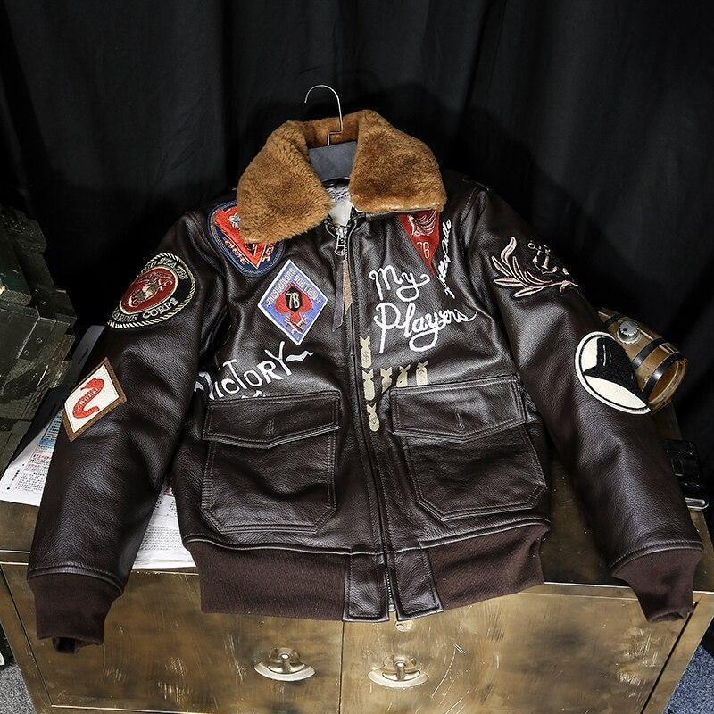 Chaqueta de aviador americana de cuero vintage