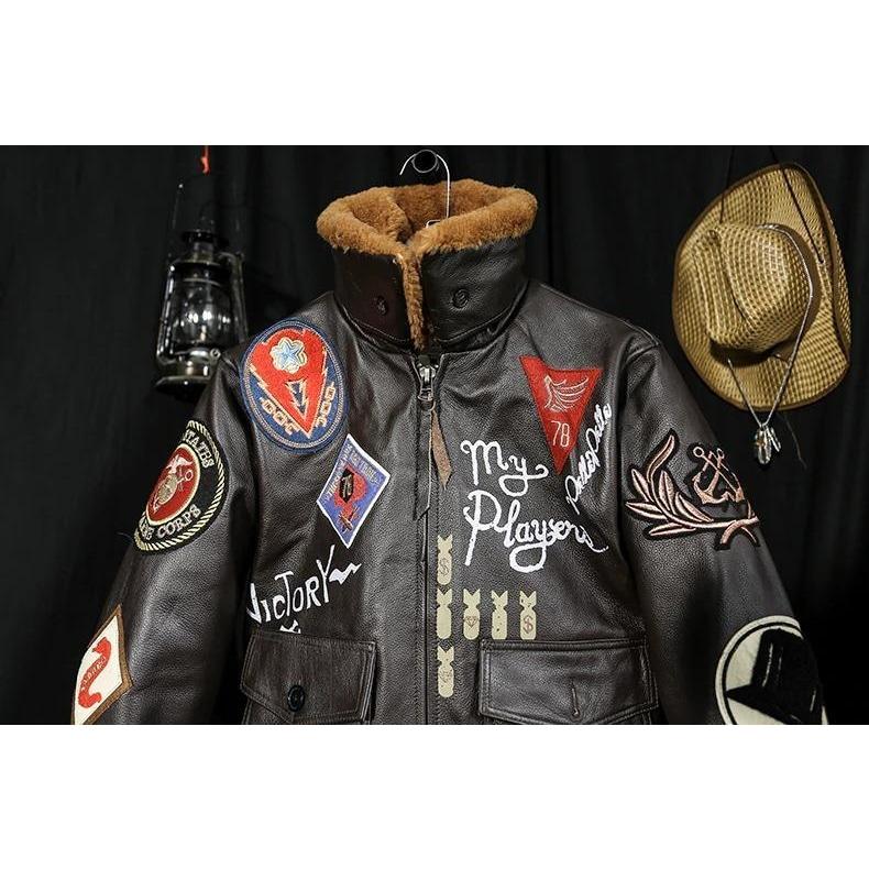 Chaqueta de aviador americana de cuero vintage