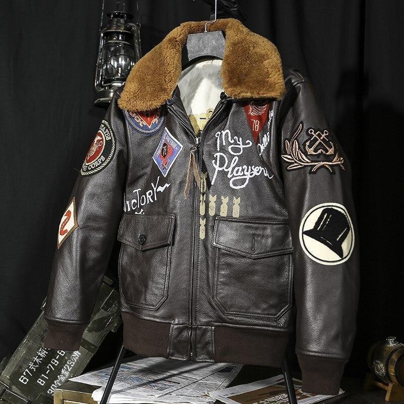Chaqueta de aviador americana de cuero vintage