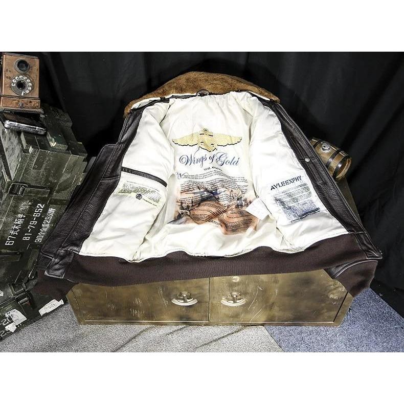Chaqueta de aviador americana de cuero vintage