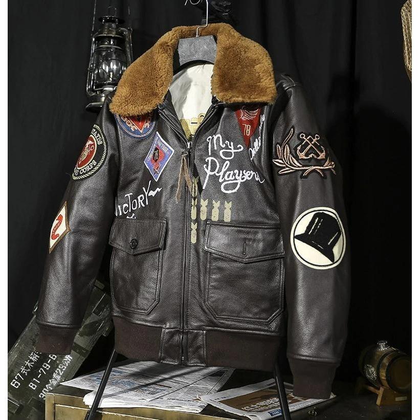Chaqueta de aviador americana de cuero vintage