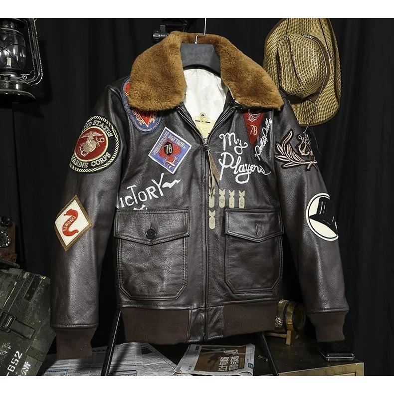 Chaqueta de aviador americana de cuero vintage