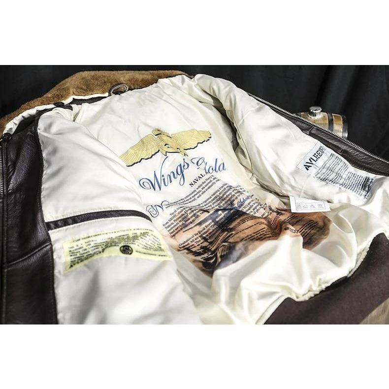 Chaqueta de aviador americana de cuero vintage