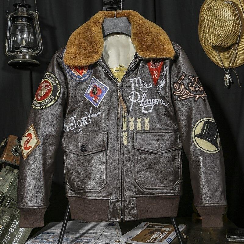 Chaqueta de aviador americana de cuero vintage