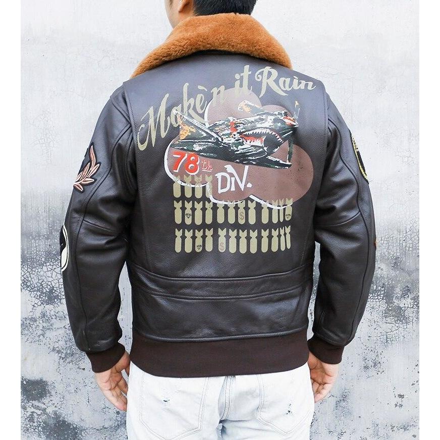 Chaqueta de aviador americana de cuero vintage