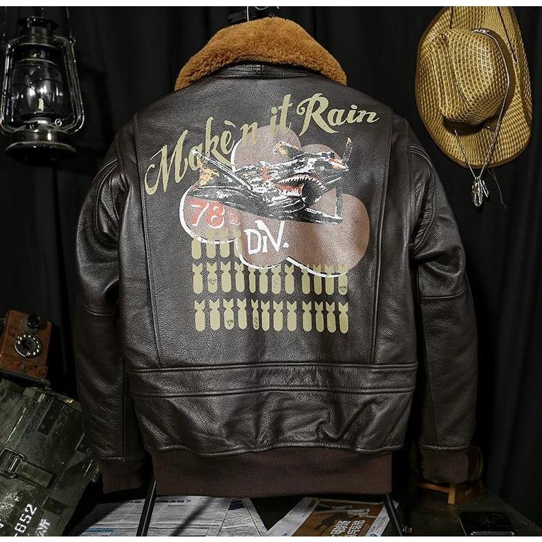 Chaqueta de aviador americana de cuero vintage