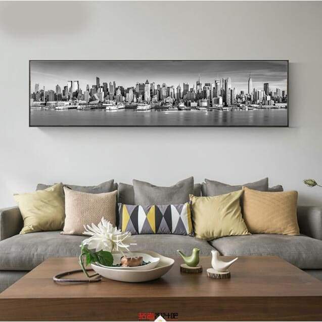 Cuadro grande vintage en blanco y negro de New York