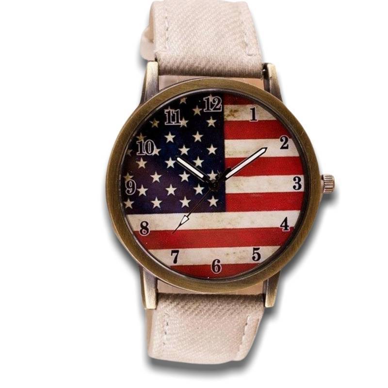 Reloj Vintage Con Bandera Americana