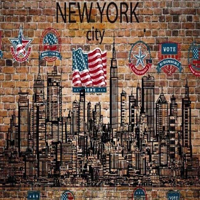 Papel pintado vintage de ladrillo de New York
