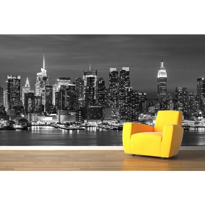 Papel Pintado Vintage New York Blanco Y Negro