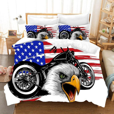Juego de cama vintage con bandera estadounidense