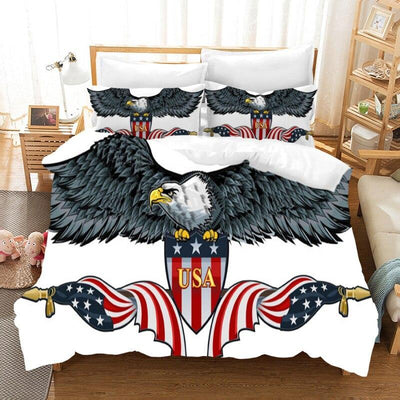 Juego de cama vintage con bandera estadounidense