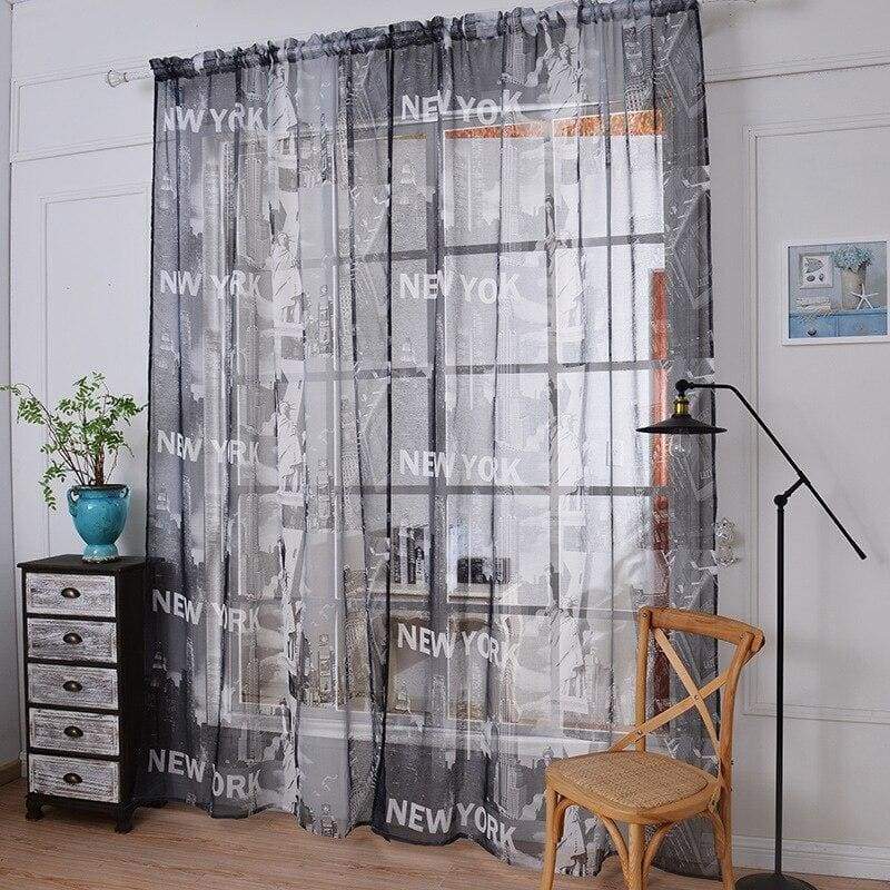 Cortina vintage con patrón de New York