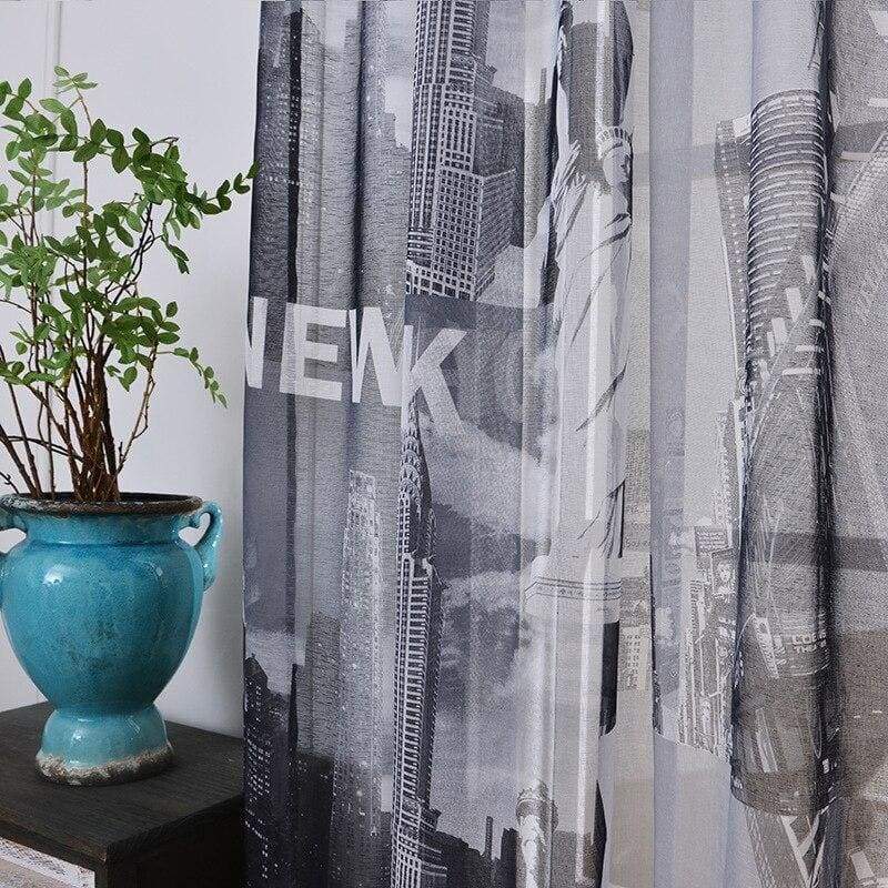 Cortina vintage con patrón de New York