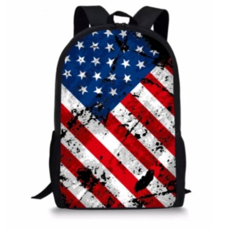 Mochila vintage con bandera americana