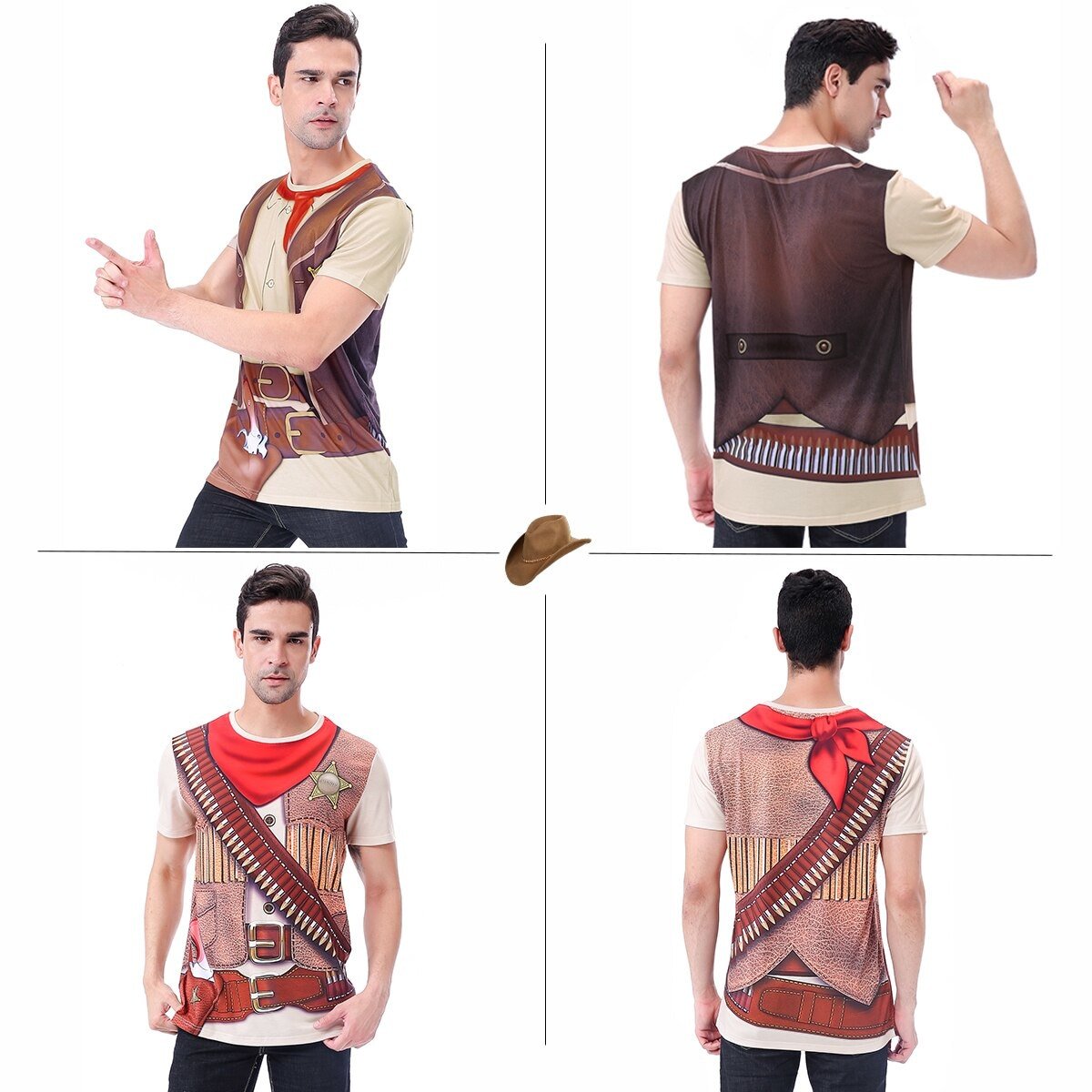 Camiseta campestre vintage para hombre