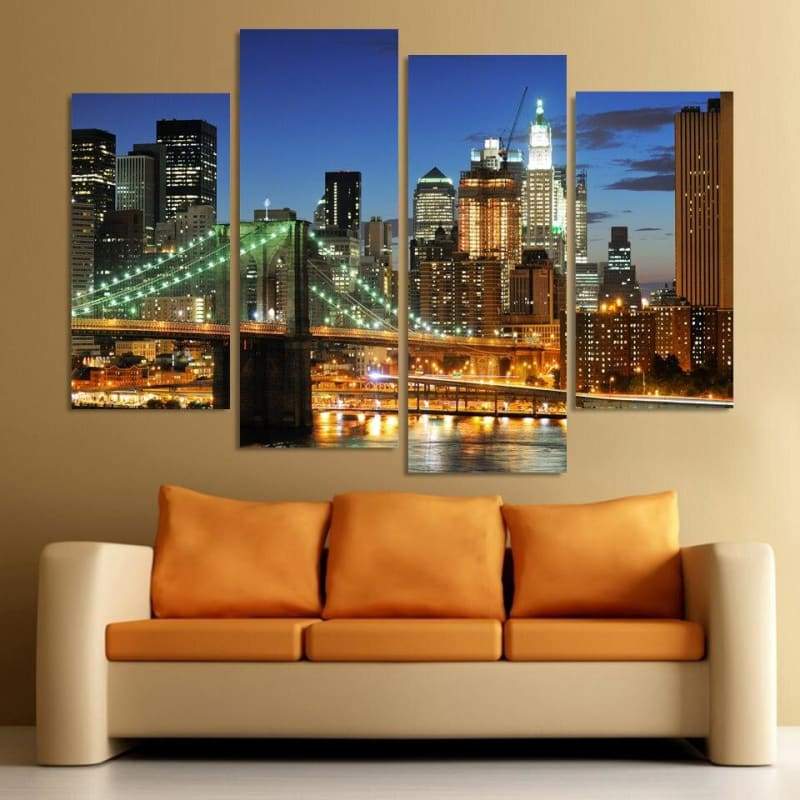 Pintura vintage del puente de Brooklyn