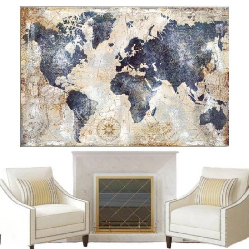 Pintura de mapamundi vintage
