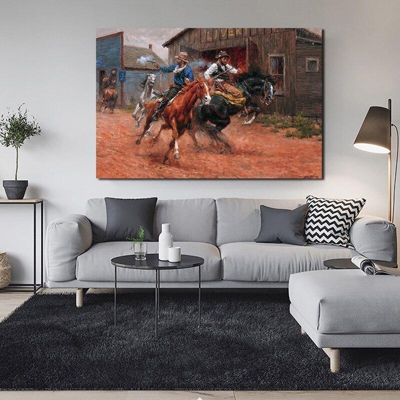 Pintura de vaquero occidental vintage