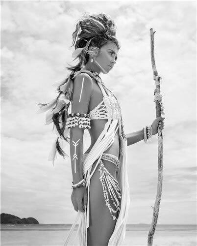 Pintura vintage de mujer nativa americana