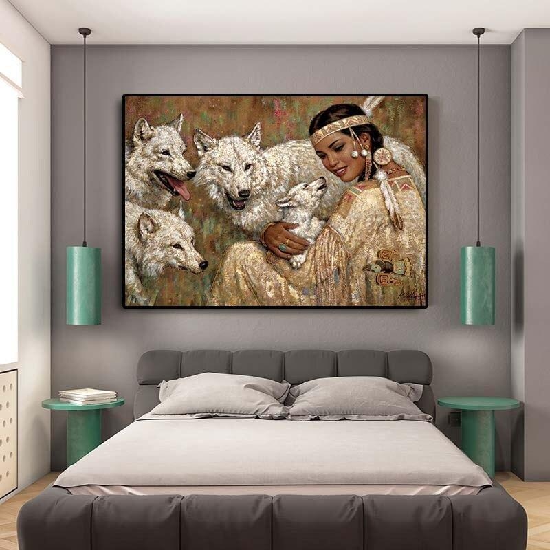 Pintura india colorida de la vendimia