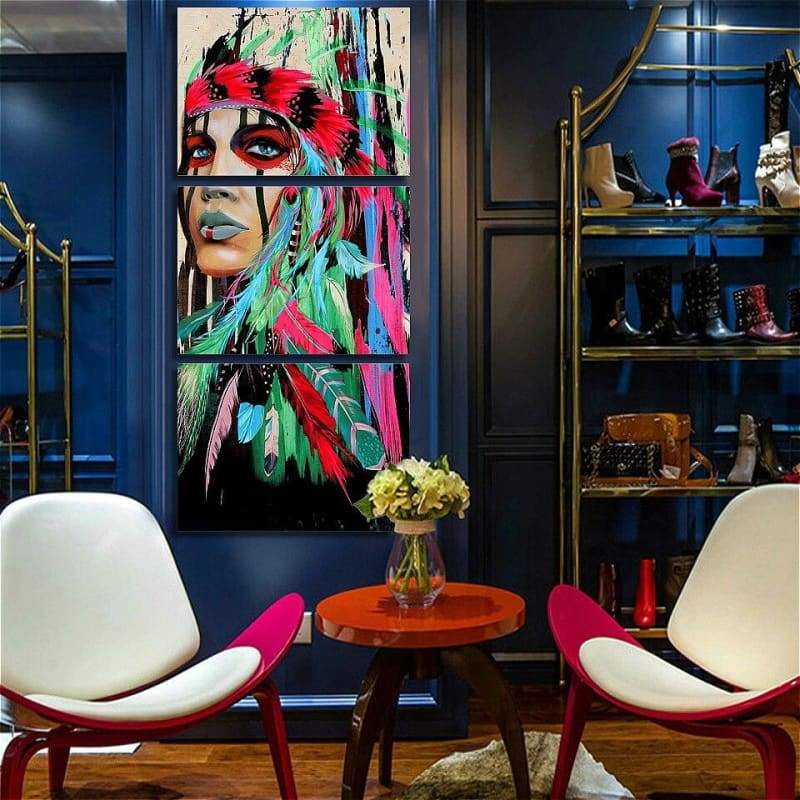 Pintura vintage de indios americanos