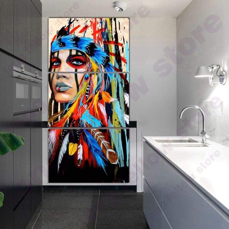 Pintura vintage de indios americanos