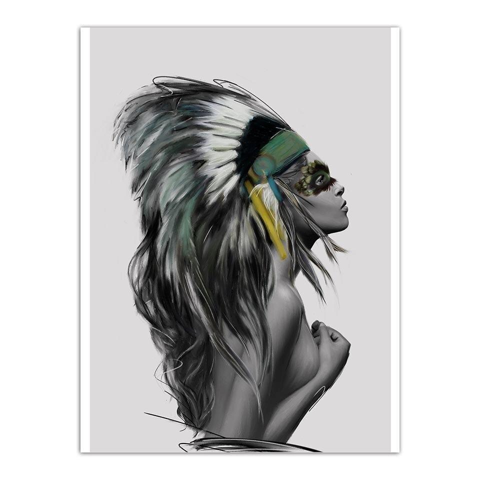 Pintura india vintage en blanco y negro