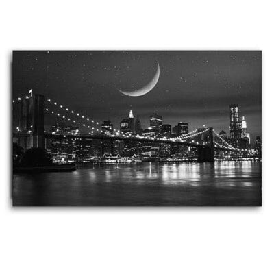 Mesa New York vintage con luces LED en blanco y negro