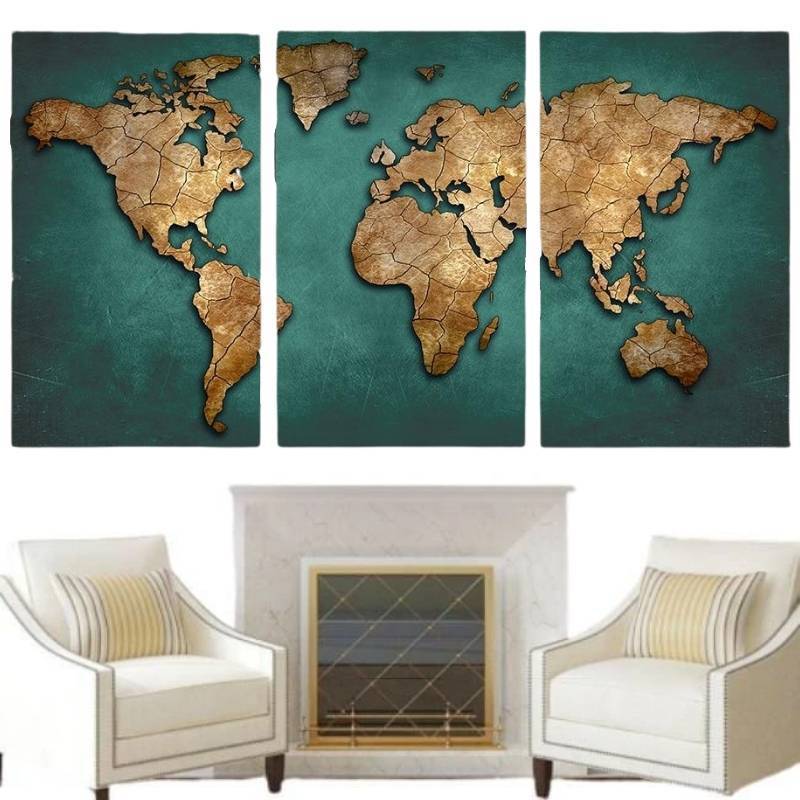 Pintura de mapamundi vintage