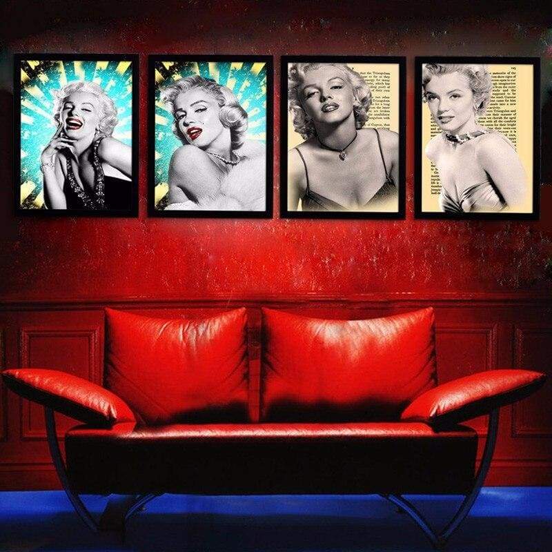 Vintage Marilyn Monroe Pintura En Blanco Y Negro