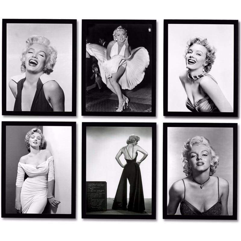 Vintage Marilyn Monroe Pintura En Blanco Y Negro