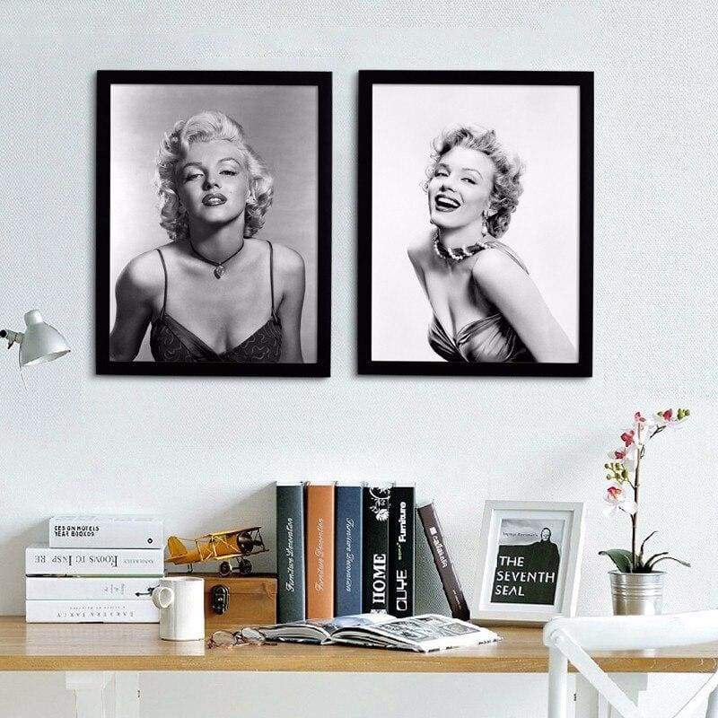 Vintage Marilyn Monroe Pintura En Blanco Y Negro