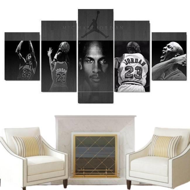 Vintage Michael Jordan pintura en blanco y negro