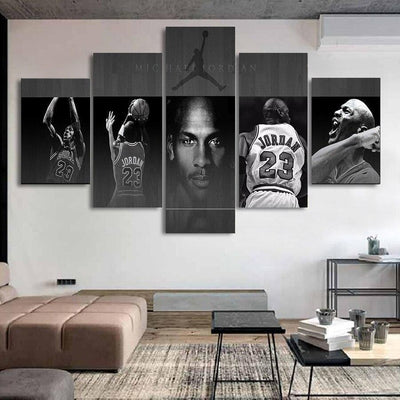 Vintage Michael Jordan pintura en blanco y negro